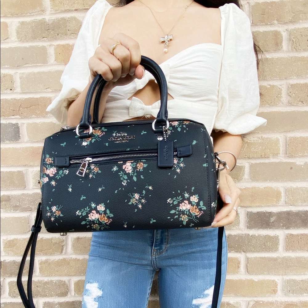 Coach duffle satchel bag white floral crossbody - Picture 8 of 8